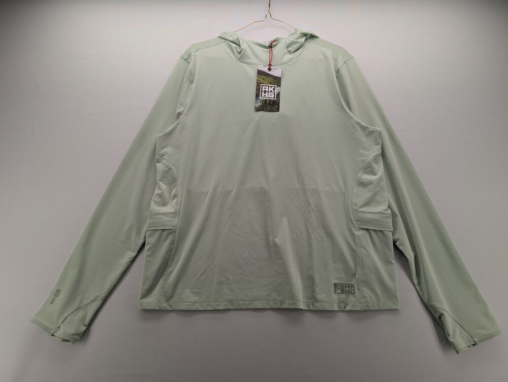 NWT AKHG Women's Sunflare High-UPF Cooling Hoodie in Light Celadon size Large